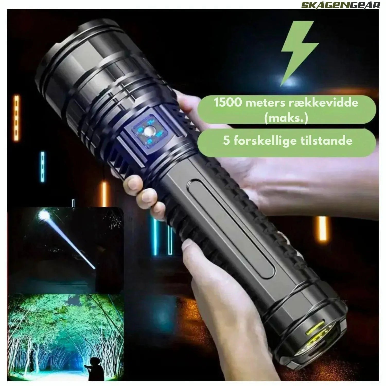 Lysslynge 5000 | Ekstremt Kraftfuld Taktisk Lommelygte til Udendørs Brug