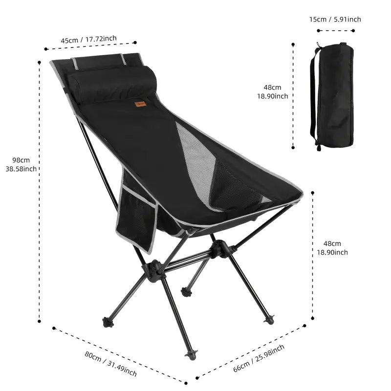Campingstol TrailRest | Sammenklappelig med lændestøtte 150 kg