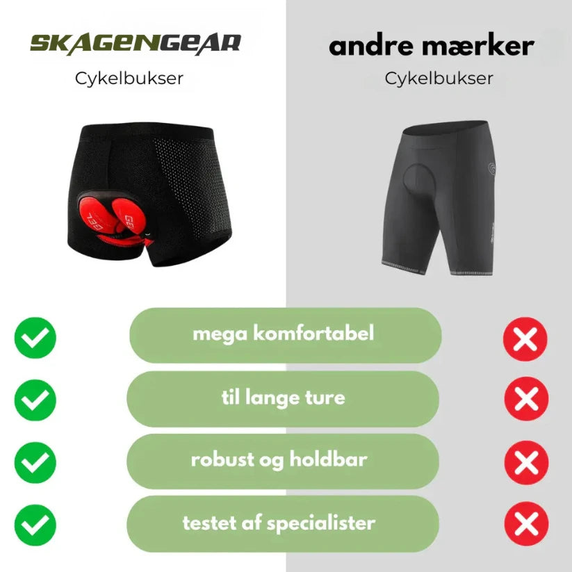 Cykelbukser med gelpude | mod sadelsmerter, åndbar