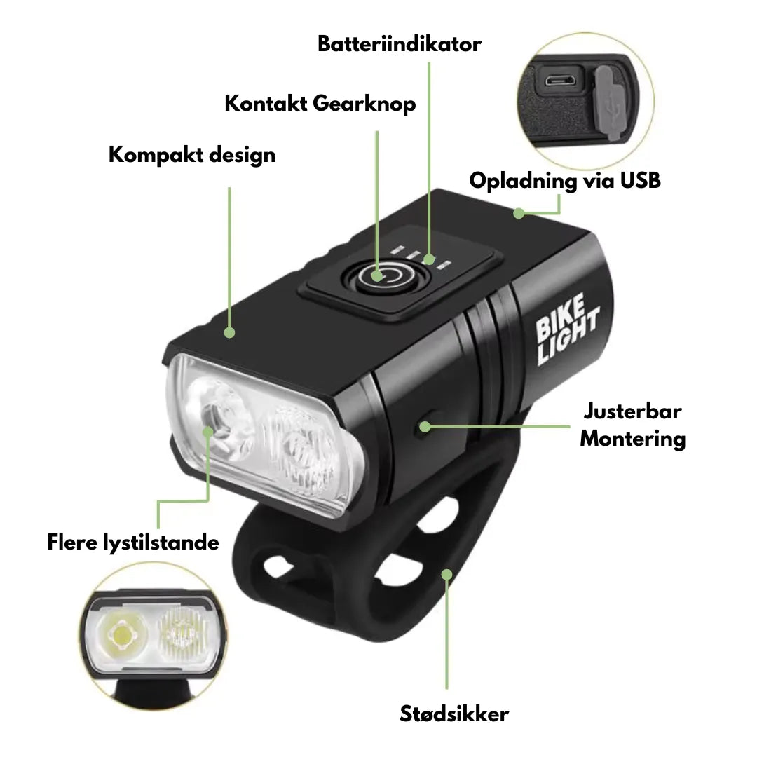 NightRide Duo | Cykellygter LED sæt USB genopladelig