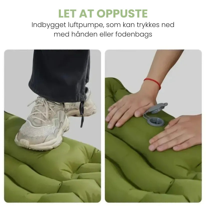 Oppustelig CampComfort | Bekvem luftmadras med indbygget pumpe til camping
