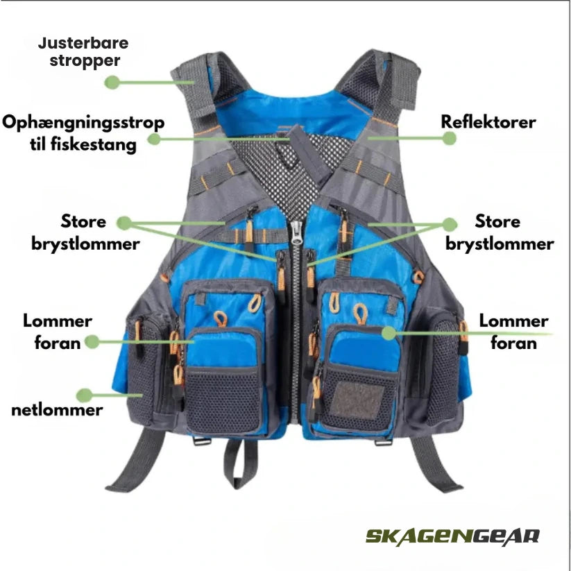 AquaTrek Vest | Fiskevest åndbar, justerbar & hurtigtørrende