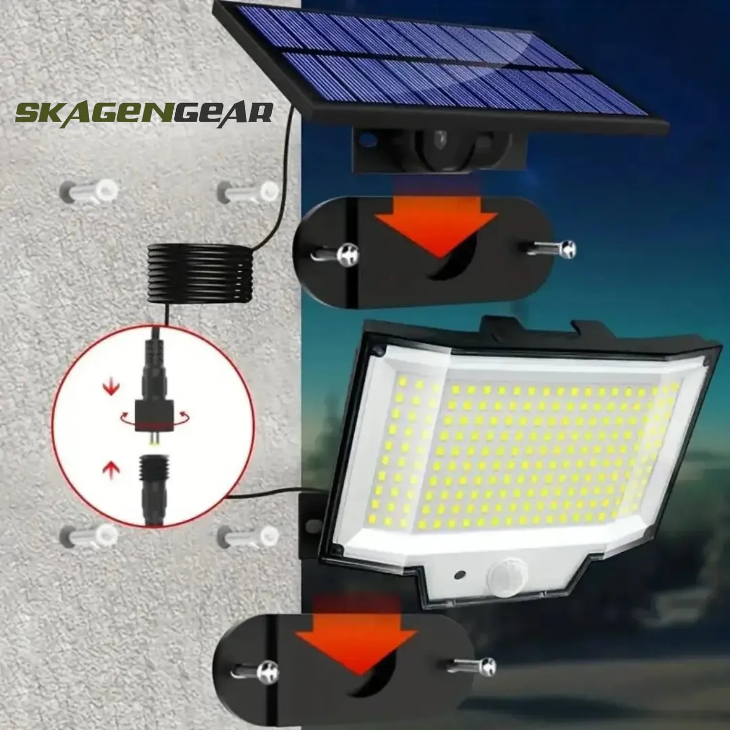SolarGuard udendørslampe | Soldrevet LED-lampe med sensor og højtydende LED'er