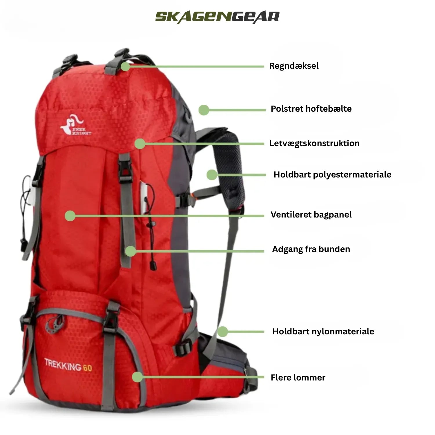 SummitPro Rygsæk | Stor, robust, vandtæt udendørstaske med regnslag