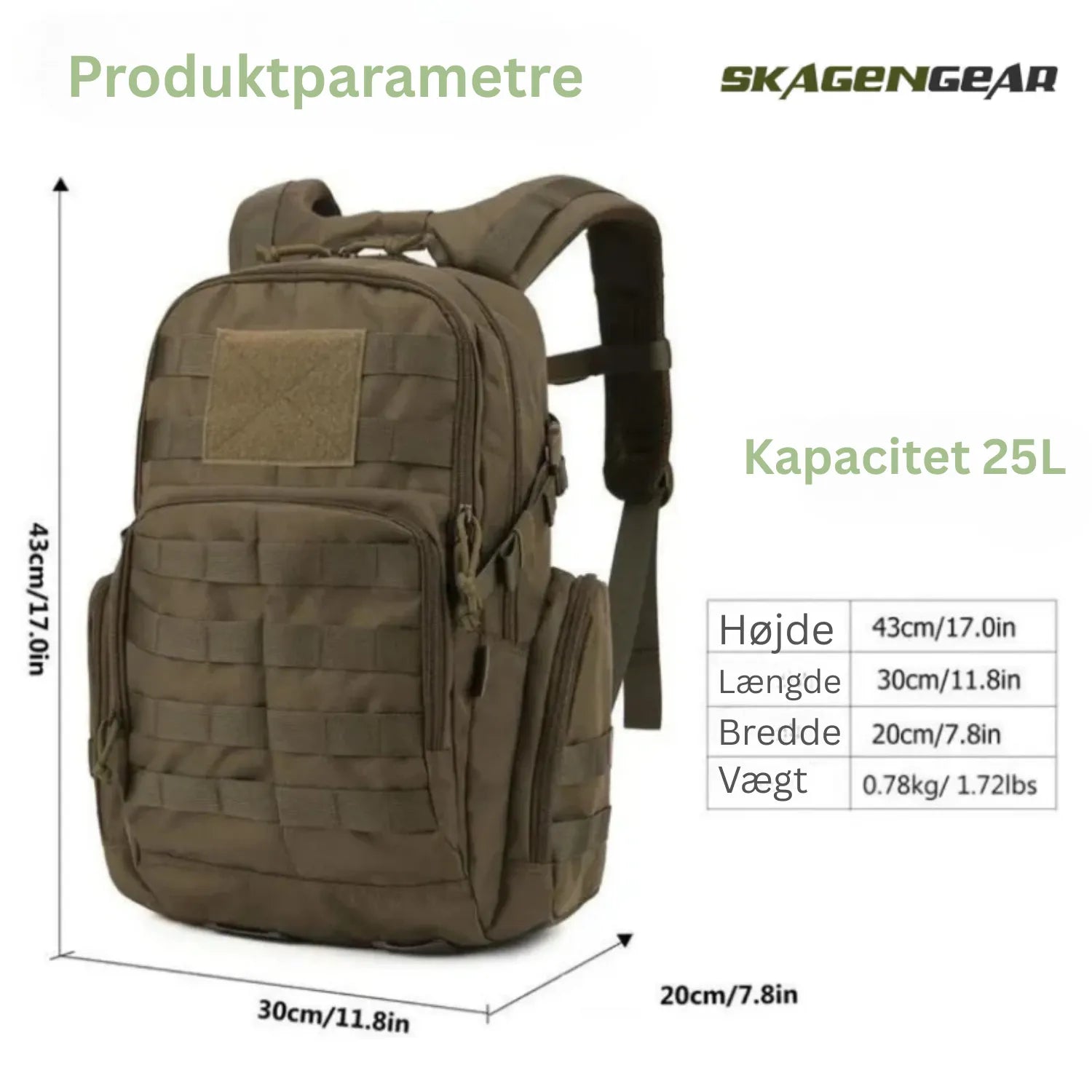 TrekShield Rygsæk | 25L Vandafvisende Taktisk Rygsæk med MOLLE-System