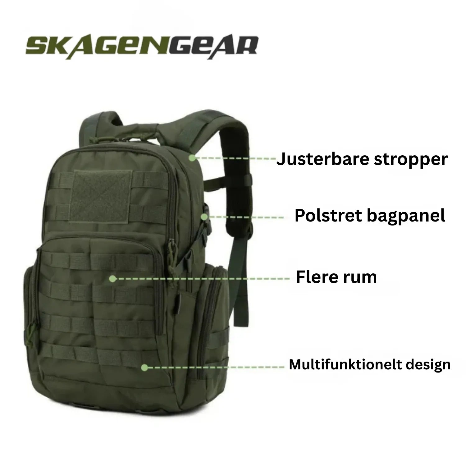 TrekShield Rygsæk | 25L Vandafvisende Taktisk Rygsæk med MOLLE-System
