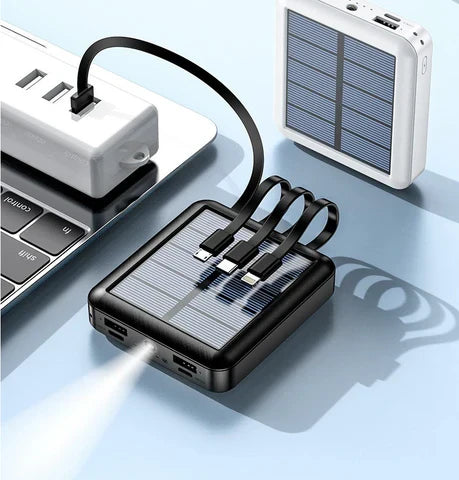 Kompakt solcelledrevet powerbank til udendørs opladning overalt